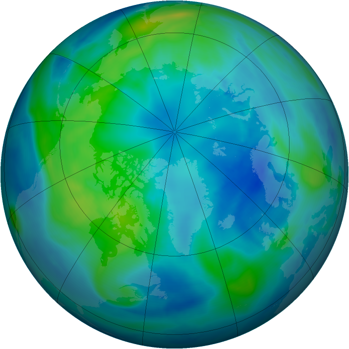Arctic ozone map for 16 October 2005